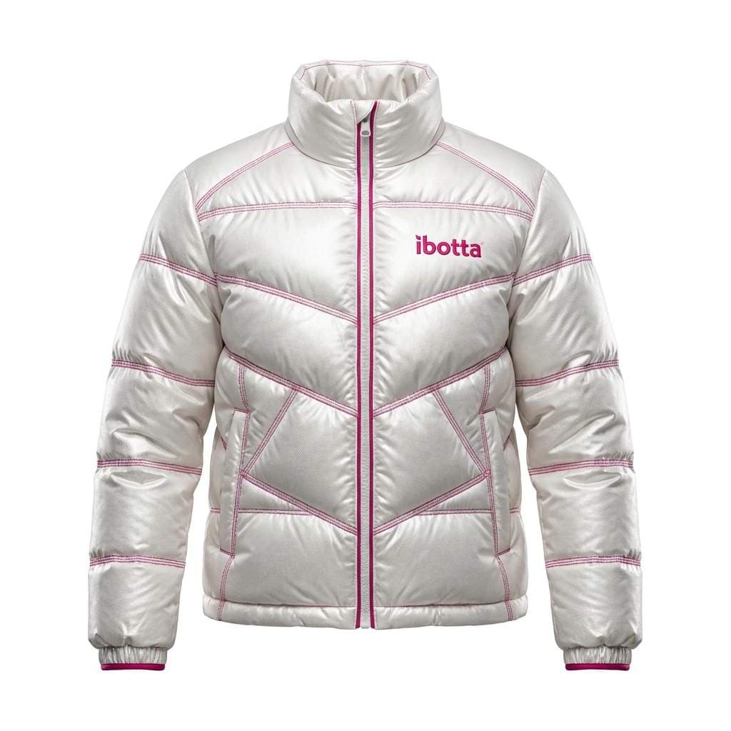 Ibotta Puffer Jacket Pink Threading Metallic