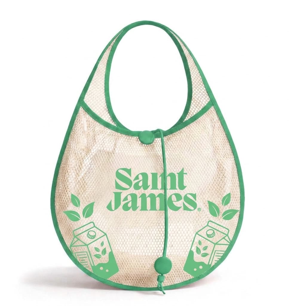 Leather trimmed mesh shoulder bag #1