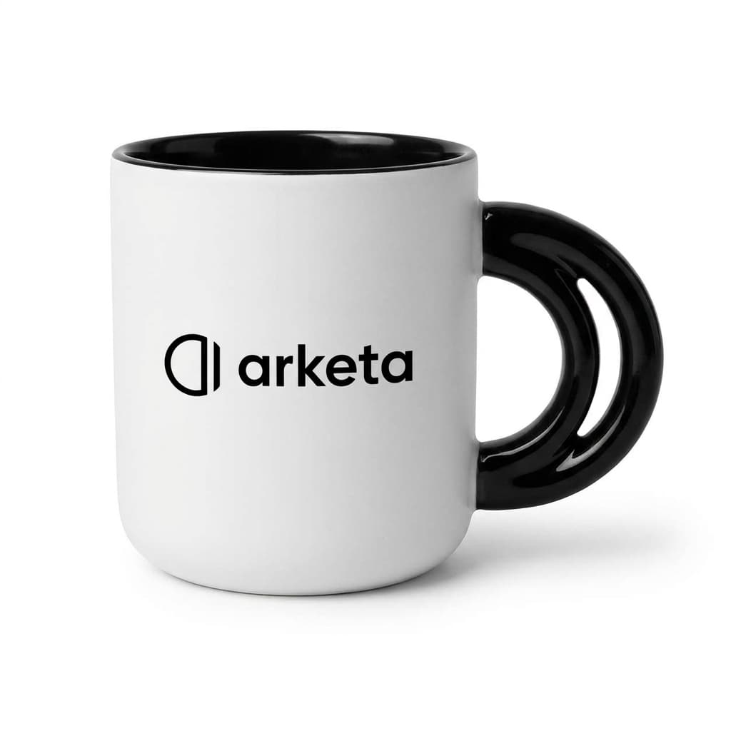 Arketa Mug, White with Black Handle